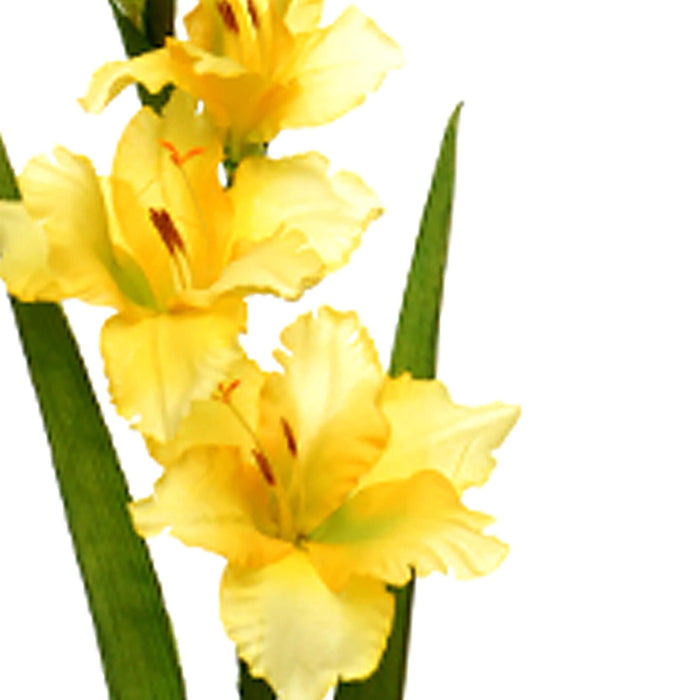 Set 8 Fiori Artificiali di Gladiolo Mini Altezza 74 cm Giallo