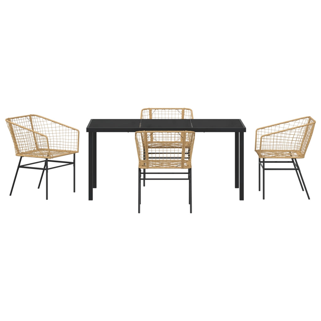 Set da Pranzo da Giardino 5 Pezzi Marrone Rattan Polimerico