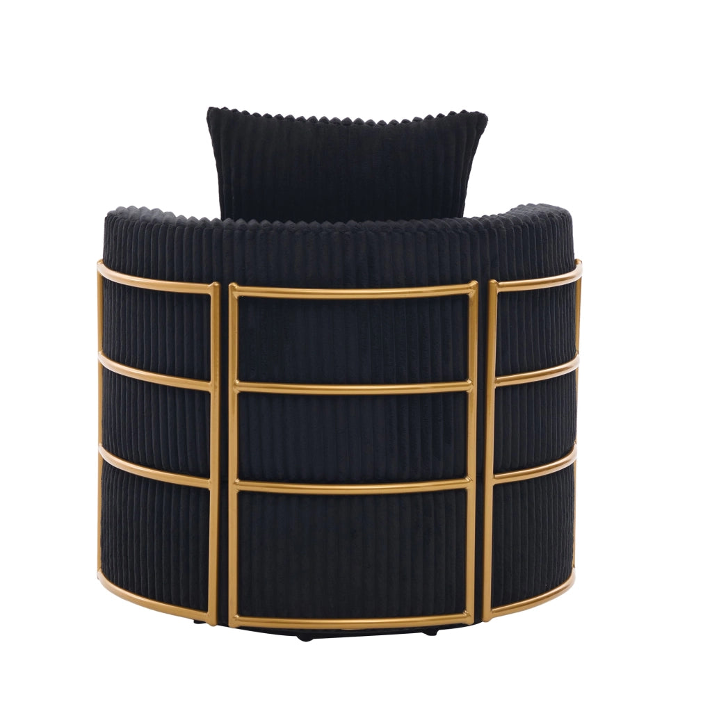 Poltrona girevole 360° in corduroy con vano contenitore; 76x79x78 cm; nero
