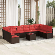 Set di divani con cuscino 11 pcs Marrone polyrattan