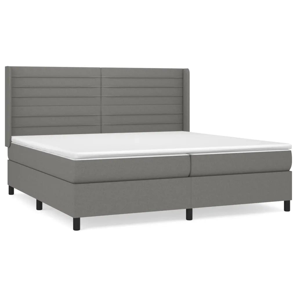 Giroletto a Molle con Materasso Grigio Scuro 200x200 cm Tessuto 3131538