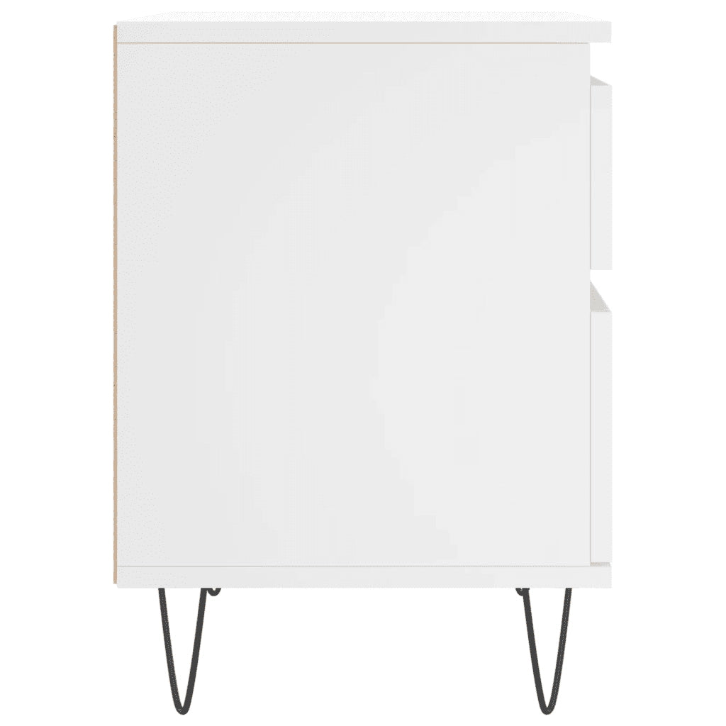 Comodini 2pz Bianchi 40x35x50 cm in Legno Multistrato 830669