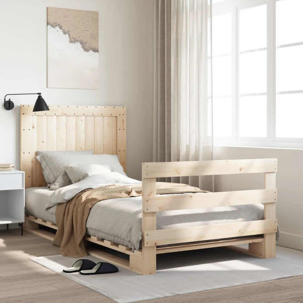 Giroletto con Testiera-Struttura Letto con testiera 100x200 cm Legno Massello di Pino 916230