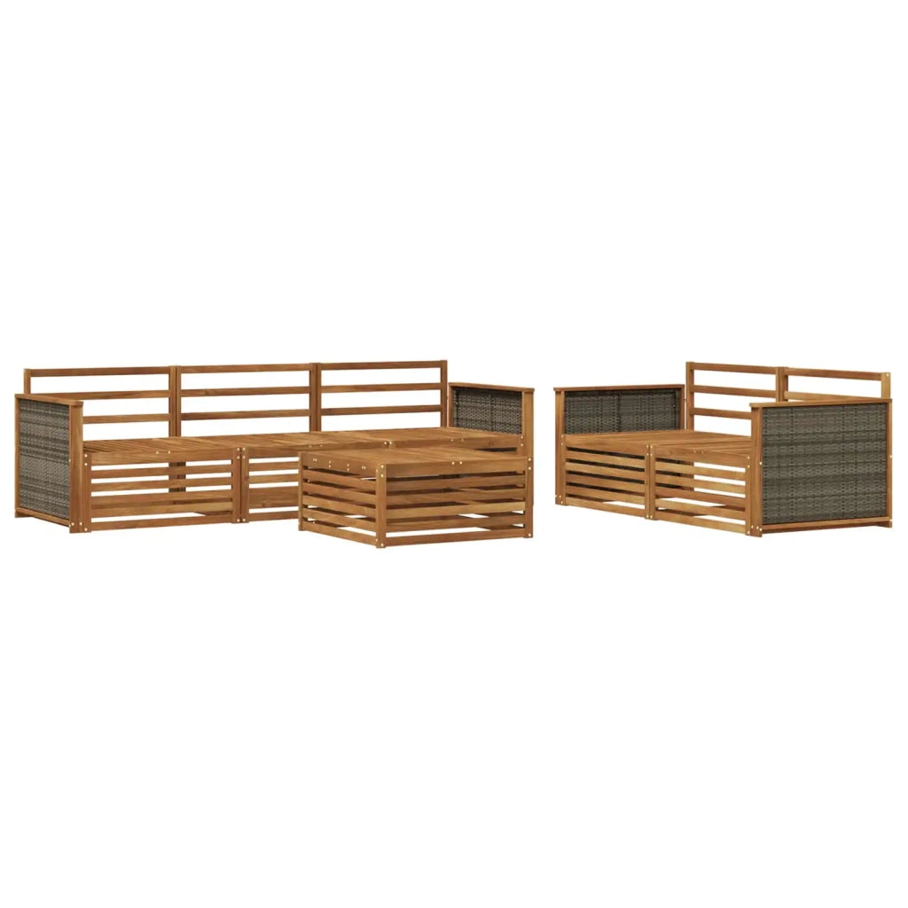 Set di divani da esterno 6 pz Naturale Legno di Acacia Massello 3383017