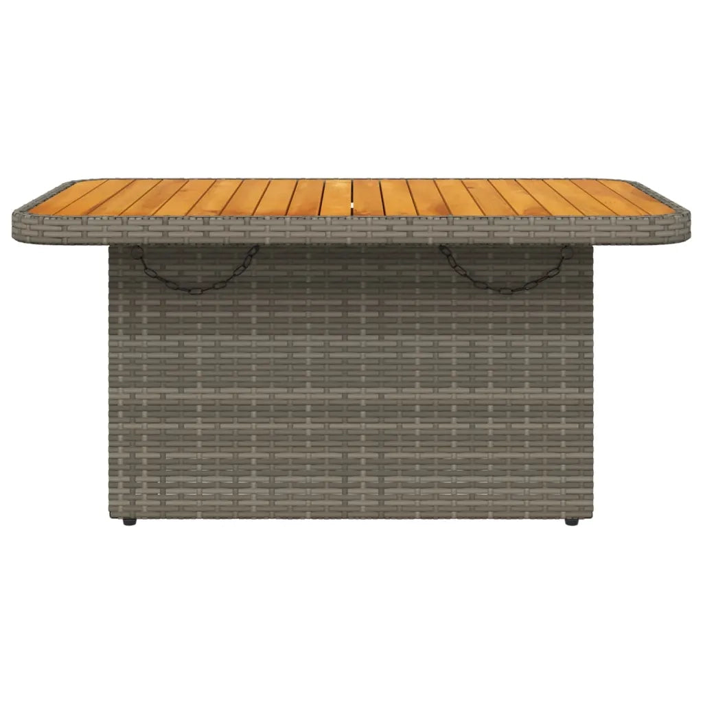 Tavolo Giardino Grigio 90x55x71 cm in Polyrattan e Legno Acacia 368276