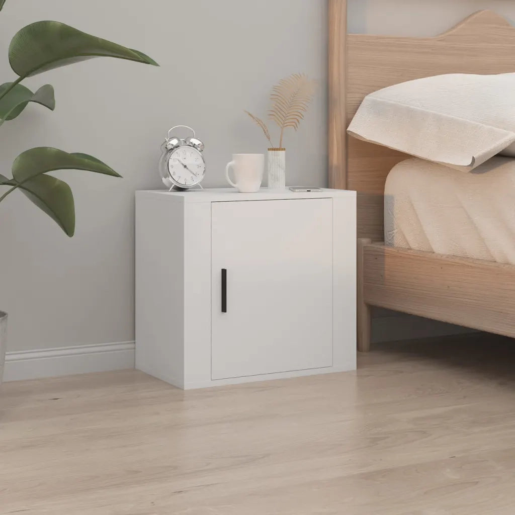 Set di 2 Comodini | Armadio da Notte | Mobiletto da notte a Muro Bianchi 50x36x47 cm
