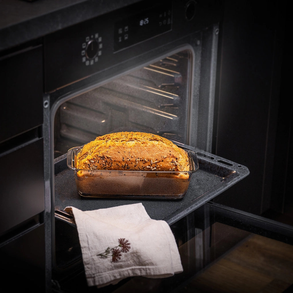 Teglia da forno in vetro KADAX da 28,5 cm, resistente al forno.