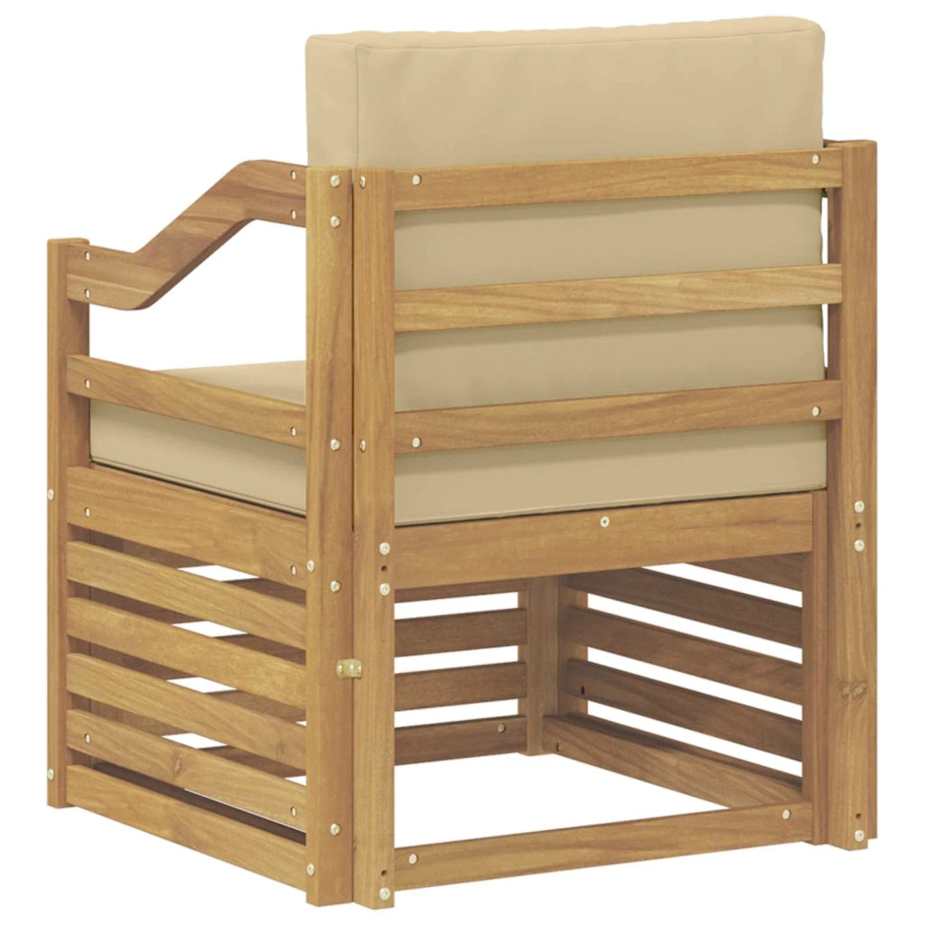 Divano da esterno-Divano da Giardino Poliestere Bianco e beige 657194