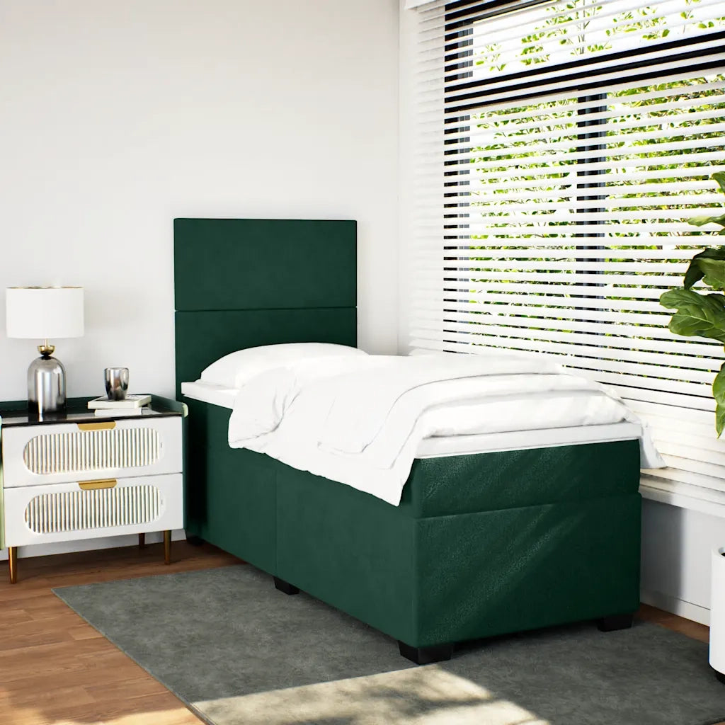 Giroletto a Molle con Materasso Verde Scuro 80x200 cm Velluto