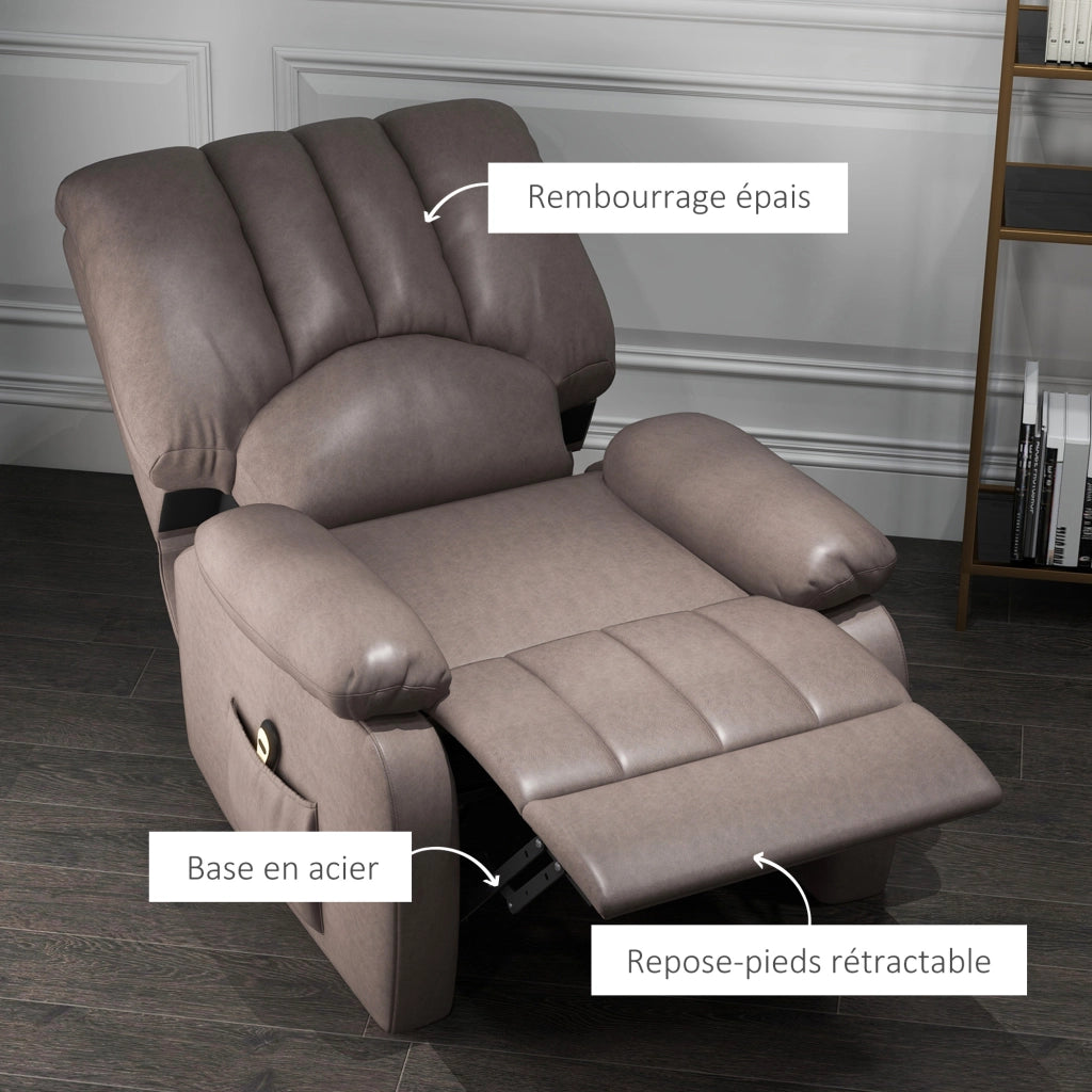 Poltrona relax reclinabile elettrica con poggiapiedi e telecomando ¨C zephmum ¨C 86x92x102 cm grigio