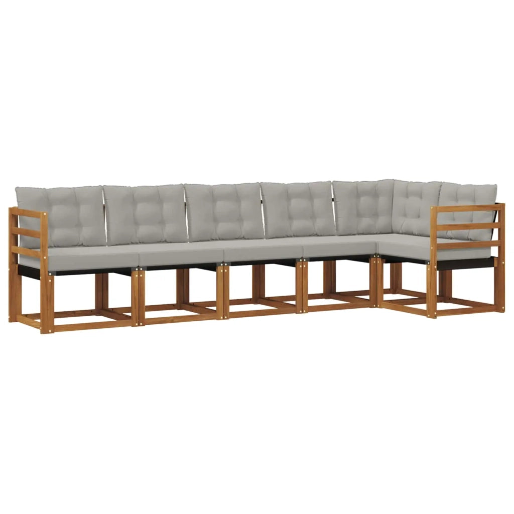 Set di divani da esterno 6 pcs Grigio Naturale e Chiaro