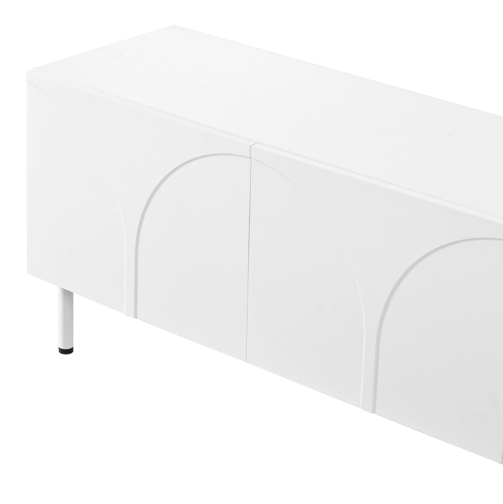 Credenza TV 180x35x49 cm con 4 ante; due spazi separati; in MDF e pannello truciolare; bianco