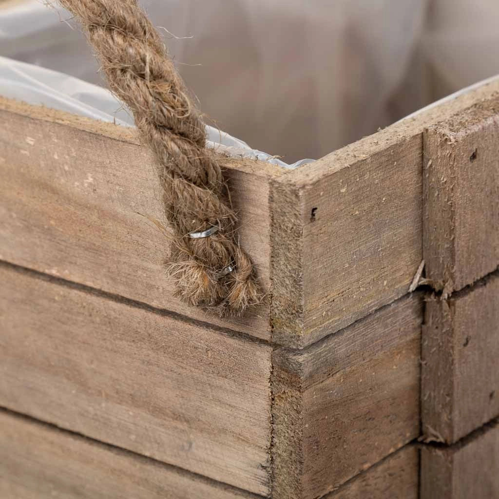 Cesto in legno con manici marroni 22x13x10,5h