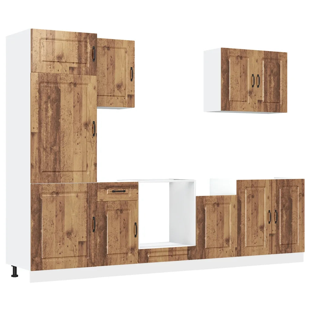 Set Mobili da Cucina 7 pz Kalmar Legno Vecchio in Truciolato