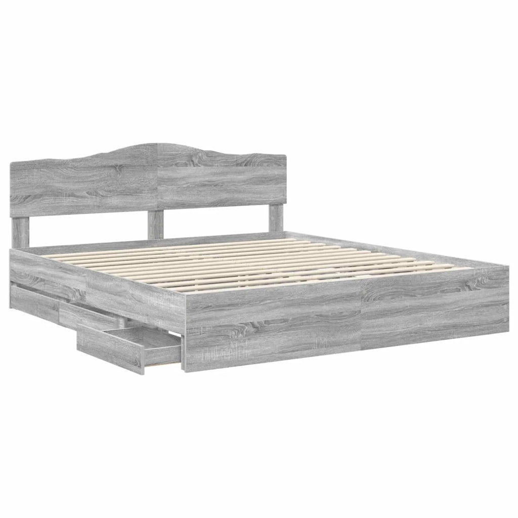 Struttura del letto con cassetto Grigio Sonoma 200 x 200 cm