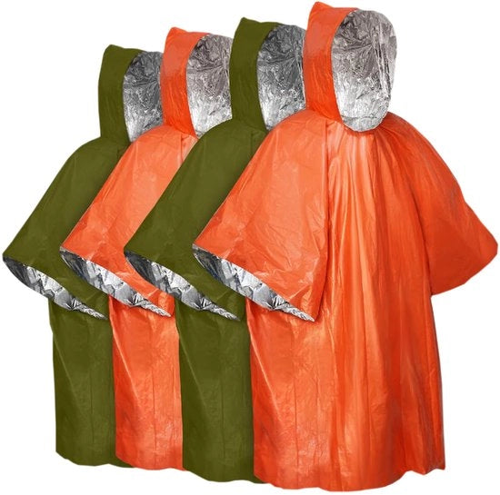 4 pezzi - Debito d'emergenza impermeabile - 125cm*100cm - Inversibile - con cappuccio - Impermeabile - Erodibile - Portatile - Debito termico d'emergenza - Debito di salvataggio - Debito di isolamento - Folio di isolamento Debito di salvataggio isolato