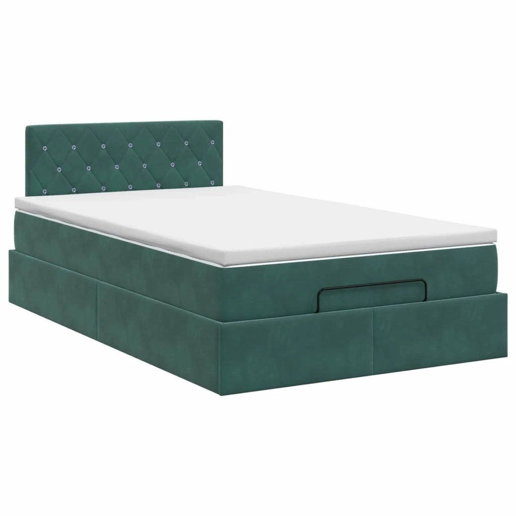 Letto ottomano con materasso Verde Scuro 120 x 200 cm Velluto 3456480
