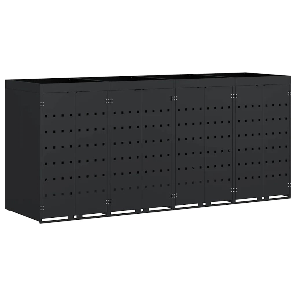 Contenitore per Rifiuti per 4 Bidoni Nero 272 x 77,5 x 121,5 cm