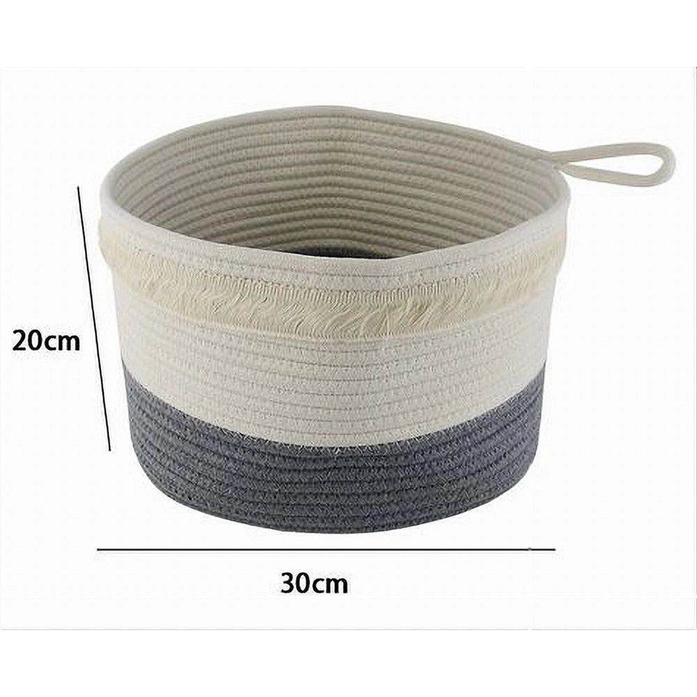 Trade Shop - Cestino Portabiancheria Oggetti Corda Intrecciata Cesto Organizer 30x20 Cm 10656 -