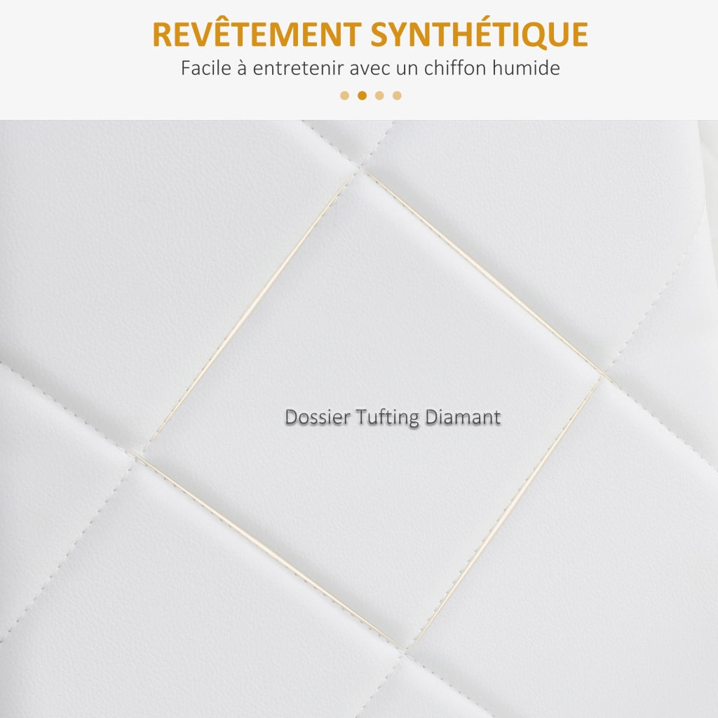 Set 4 Sedie da Pranzo con Schienale Alto ¨C Zephmum ¨C Struttura in Metallo Rivestimento Sintetico Colore Bianco
