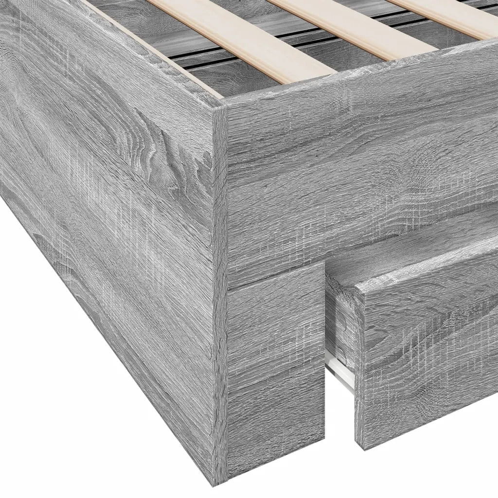 Giroletto Cassetti-Struttura Letto con contenitore Grigio Sonoma 140x190 cm Legno Multistrato 722361