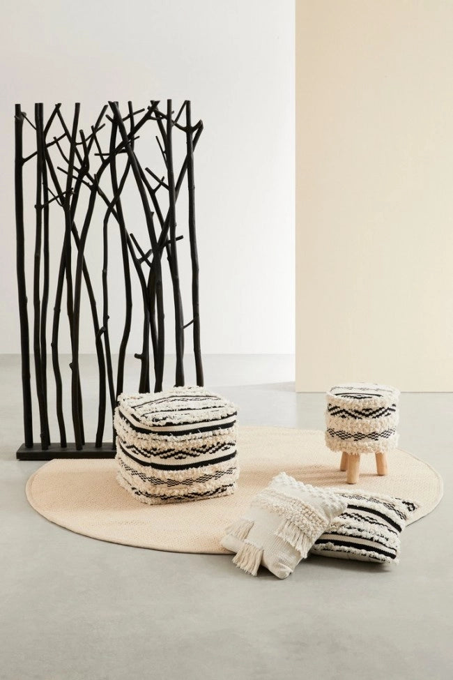 Paravento in Legno Mungur Naturale con Rami Decorativi - INGRID
