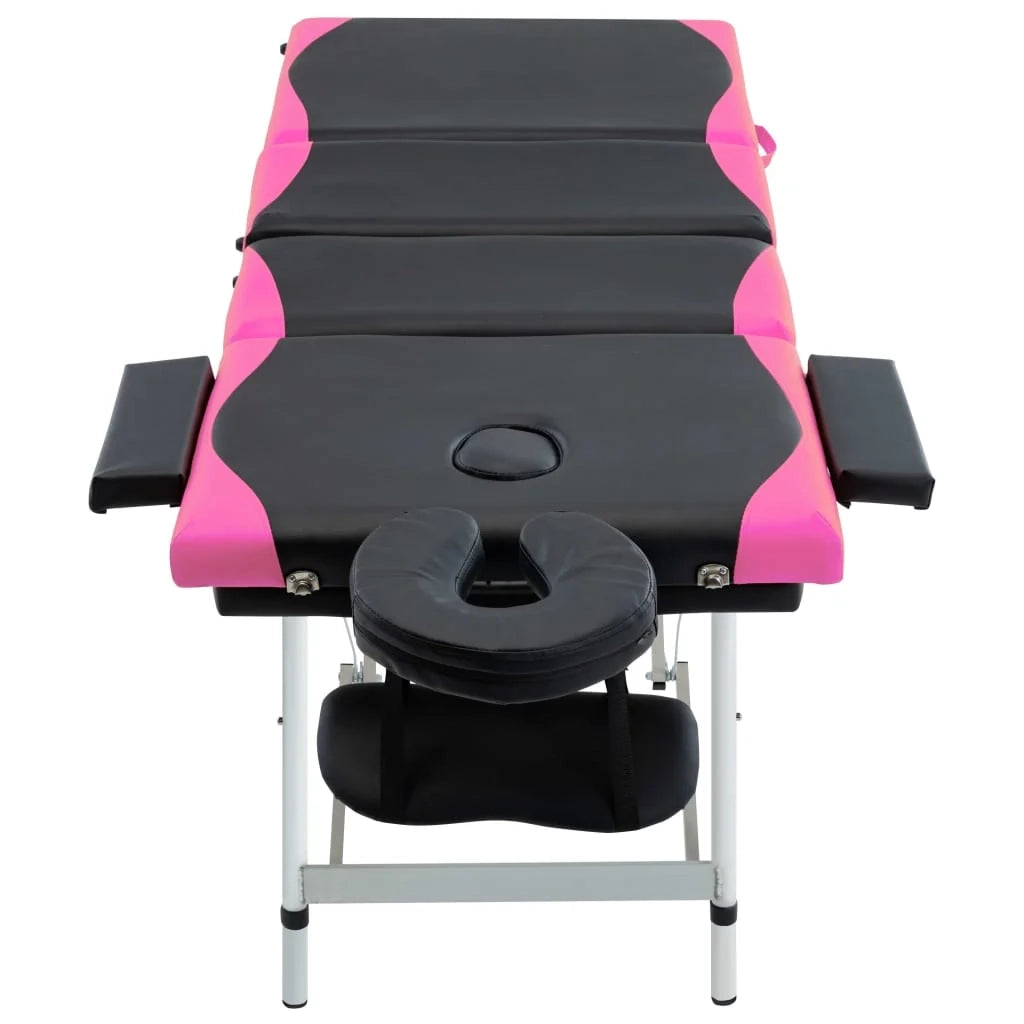 Lettino da massaggio pieghevole a 4 zone in acciaio inox nero e rosa 02_0001847