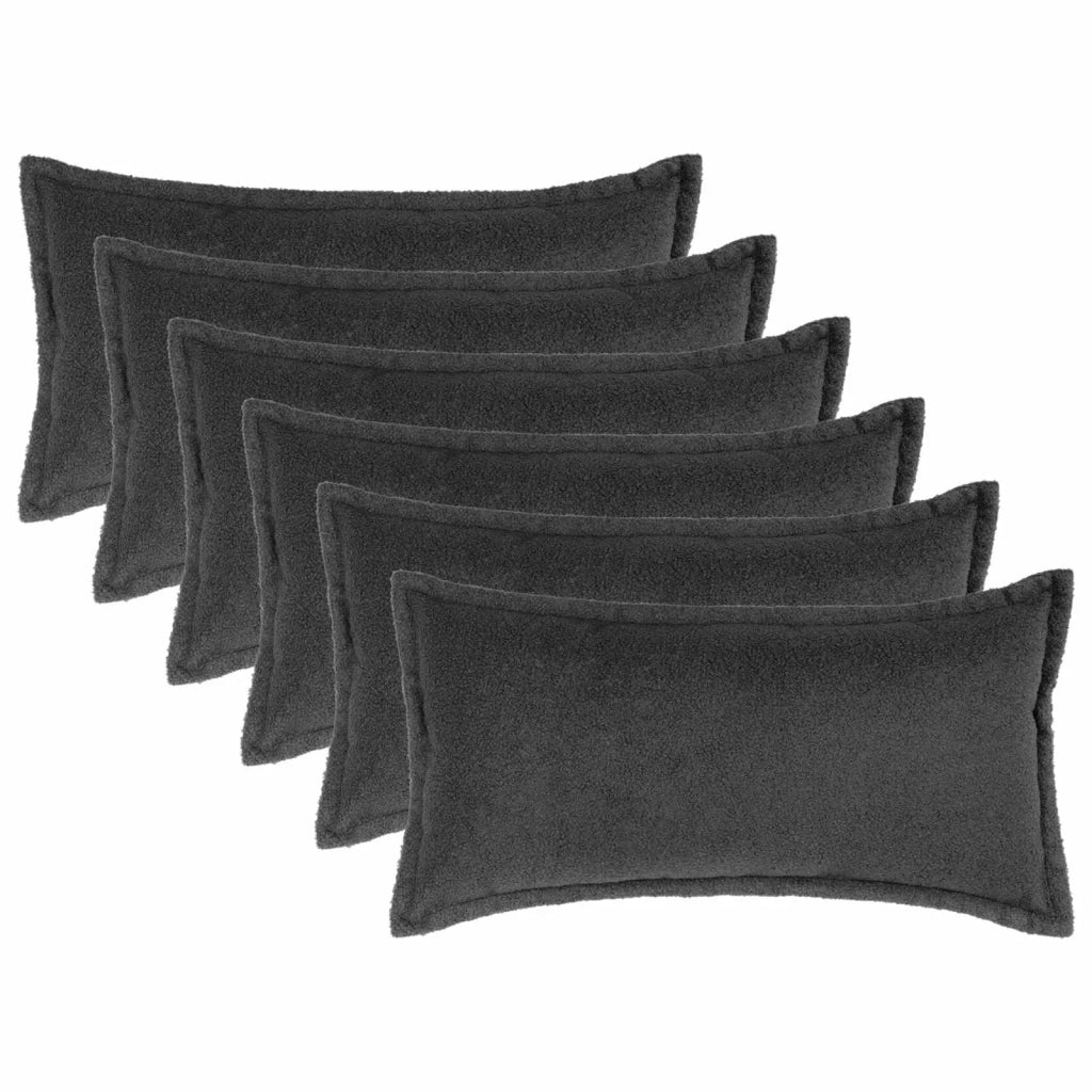 Federa 6 pcs HOUTEN Grigio Scuro 40 x 70 cm Bouclé 917845