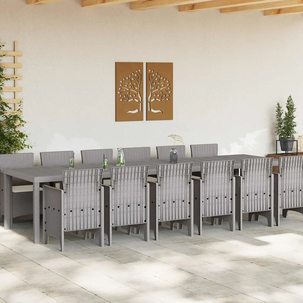 Set da Pranzo per Giardino 13 pcs Grigio chiaro Rattan Polt