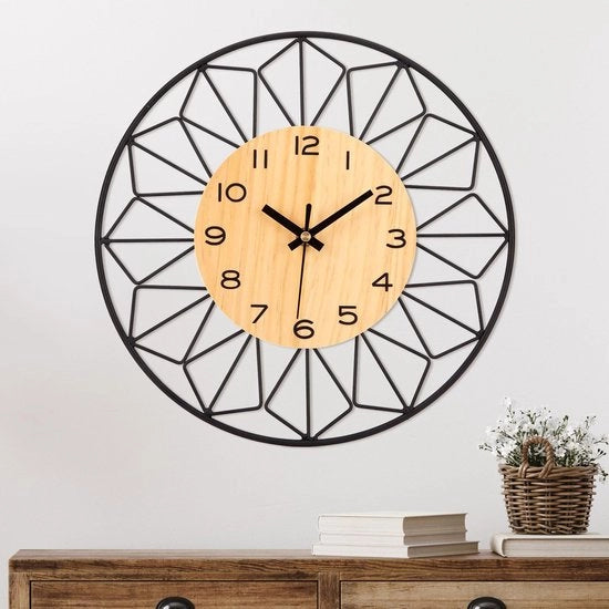 Orologio da Parete senza Suono, in Legno, 60 cm, Orologio da Parete Vintage, Non Tocante, Quarzo, a Batterie, Silenzioso, per Salotto, Camera da Letto, 23 pollici
