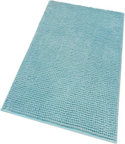 Tappeto Bagno Confortevole Scendiletto 65x130 cm Morbido Antiscivolo Pelo Lungo Azzurro
