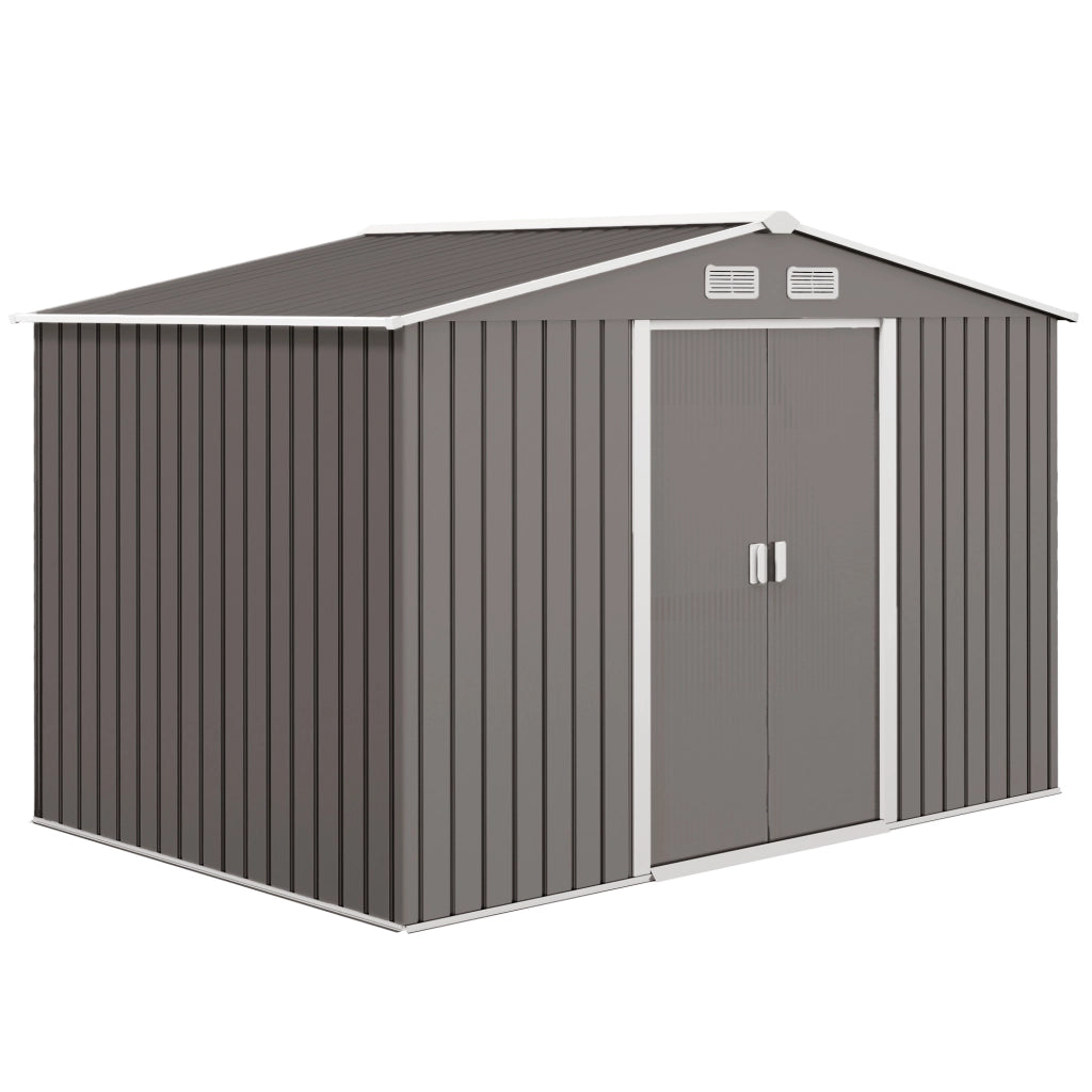 CASA DA GIARDINO 277x195x192 cm Acciaio Grigio con 2 porte scorrevoli