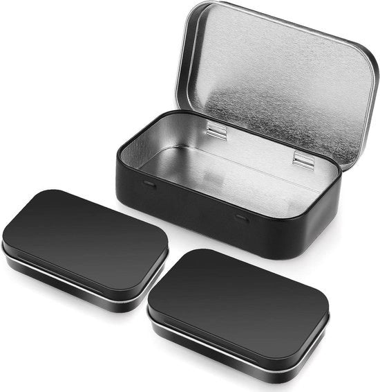 Set di 3 contenitori rettangolari in metallo per caramelle e chiavi - nero. Contenitore ideale per orecchini.