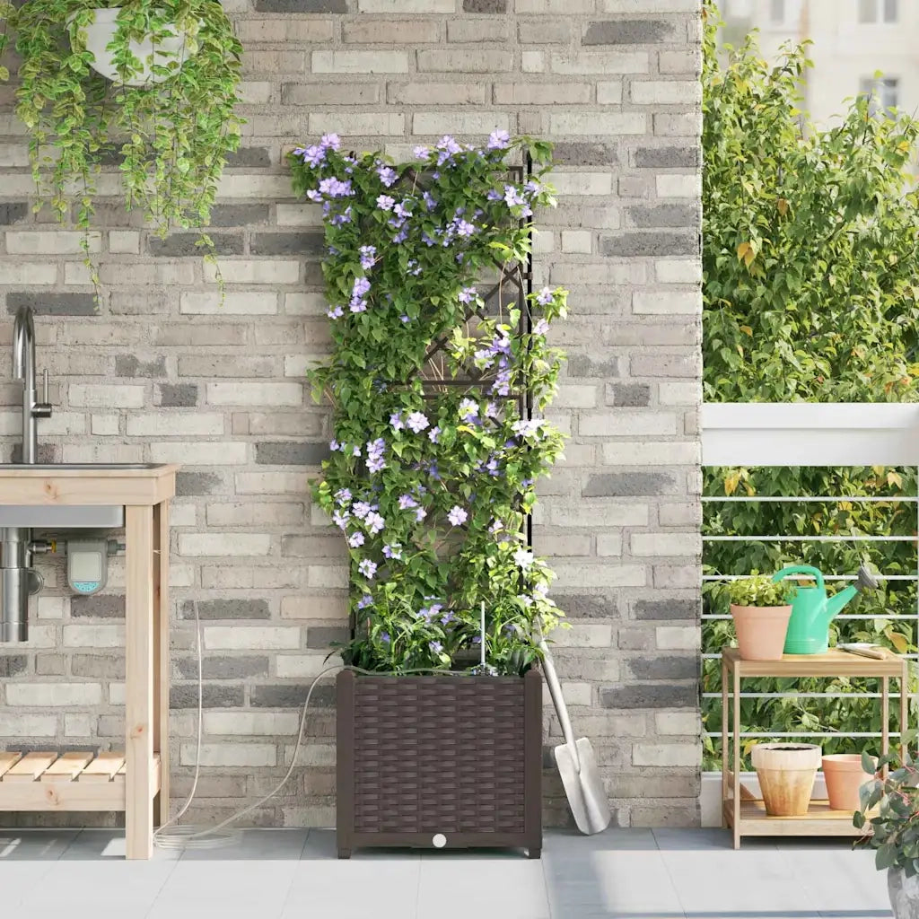 Vaso da giardino Marrone 40 x 40 x 142 cm Plastica 42002826