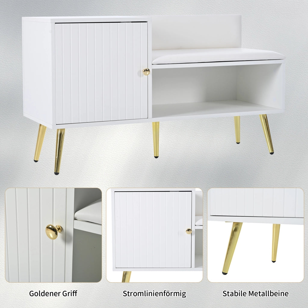 Mobile ingresso con vano contenitore e seduta imbottita - per ingresso - 100×38×58 cm - bianco