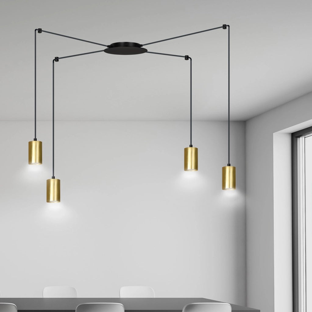 Lampada a sospensione TRAKER in acciaio nero e oro