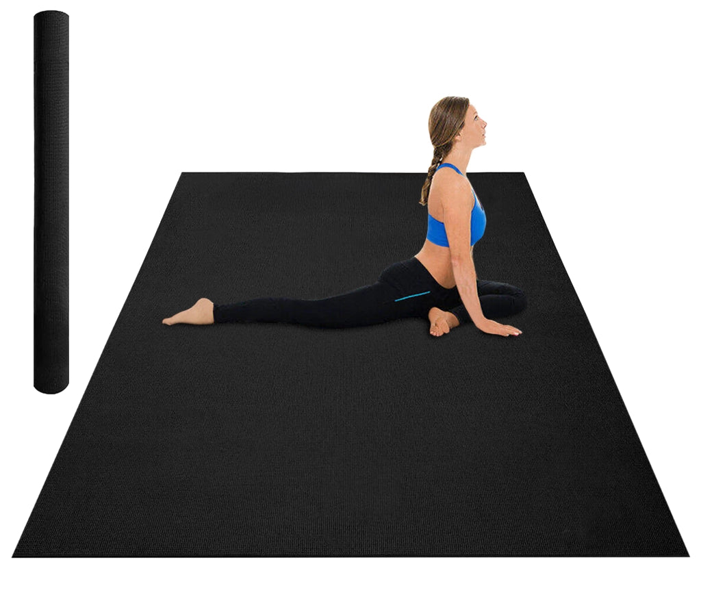 Tappeto Per Esercizi Grande XXL 180 x 200 Cm Antiscivolo Resistente Tappetino Allenamento Casa Palestra Materassino Fitness Pilates Yoga In Pvc Arrotolabile Facile Trasporto  Nero