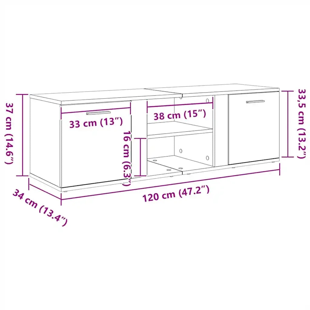 Mobile Porta TV Grigio Cemento 120x34x37cm in Legno Multistrato 801165