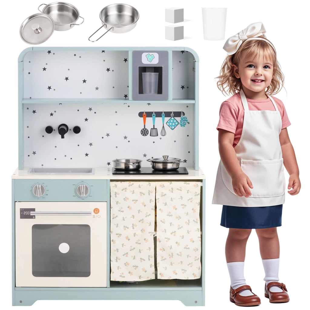 Cucina giocattolo per bambini ¨C Minimal ¨C Legno e plastica blu 29x60x81cm
