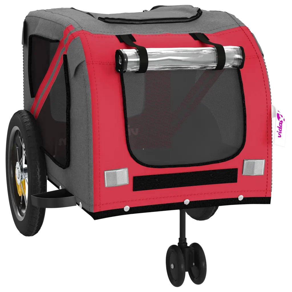 Rimorchio da Bici per Animali Rosso e Nero Oxford e Ferro CFW4781755