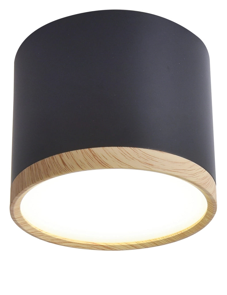 Plafoniera Candellux TUBA LED 9W 4000K nero/legno Ø8,8cm