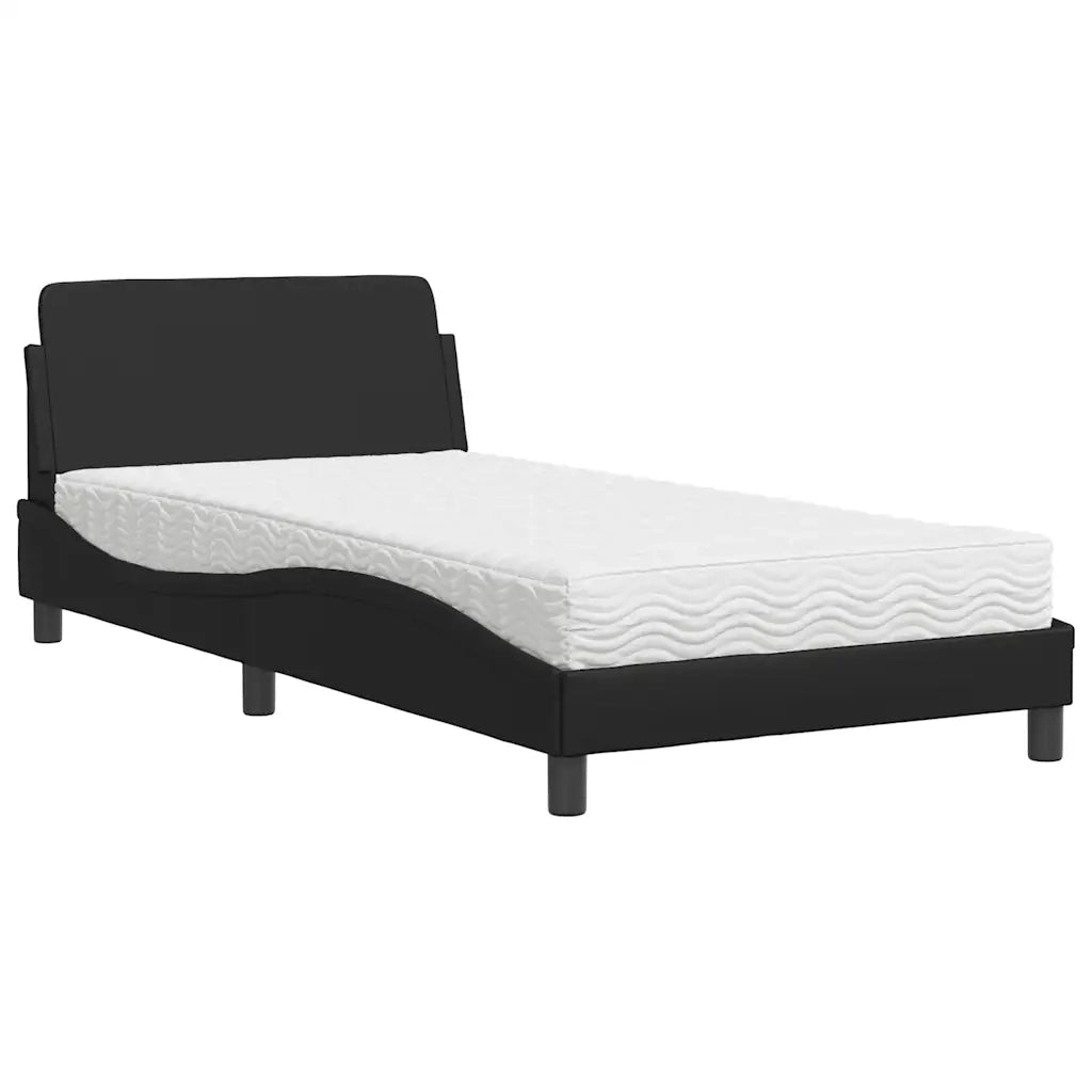 Letto con Materasso-Struttura Letto con Materasso Dover Nero 100x200 cm in Similpelle