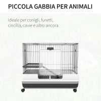 Gabbietta per Conigli Porcellini d'India in Metallo Nero con 2 Porte e Vassoio Estraibile 81.2x52.7x70cm