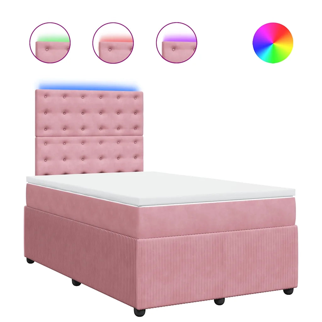 Giroletto a Molle con Materasso Rosa 120x190 cm in Velluto