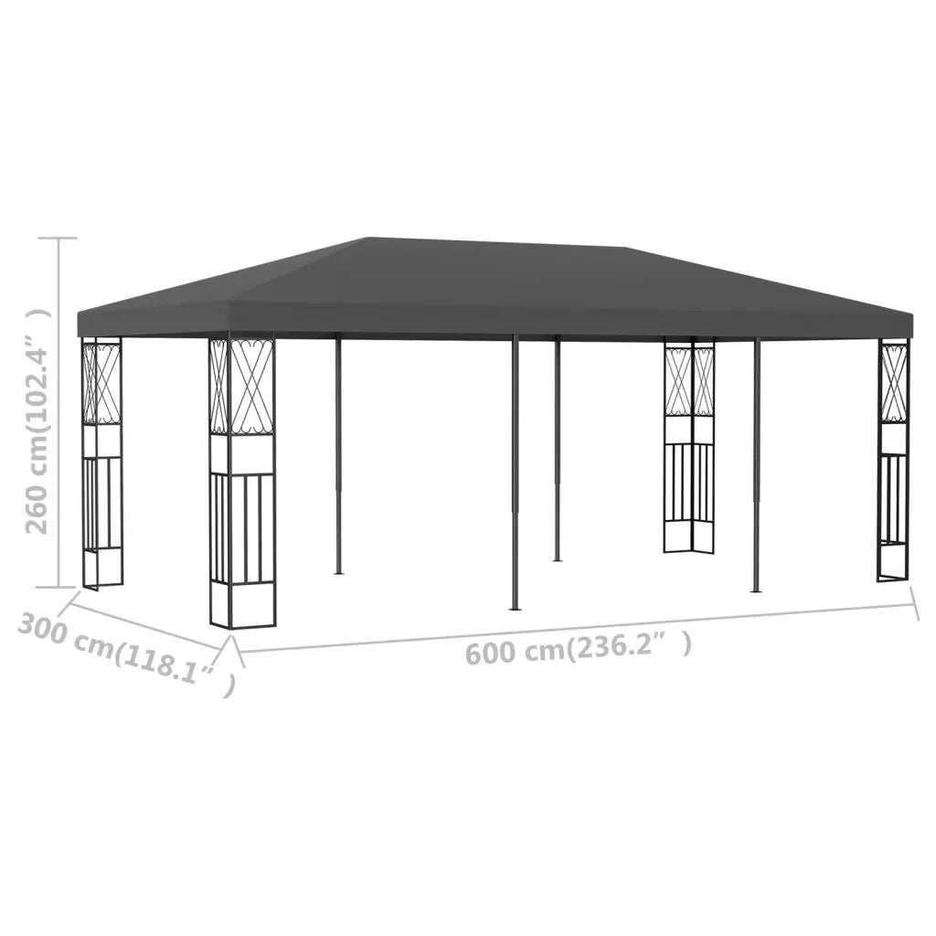 Gazebo | Pergolato 3x6 m Antracite in Tessuto