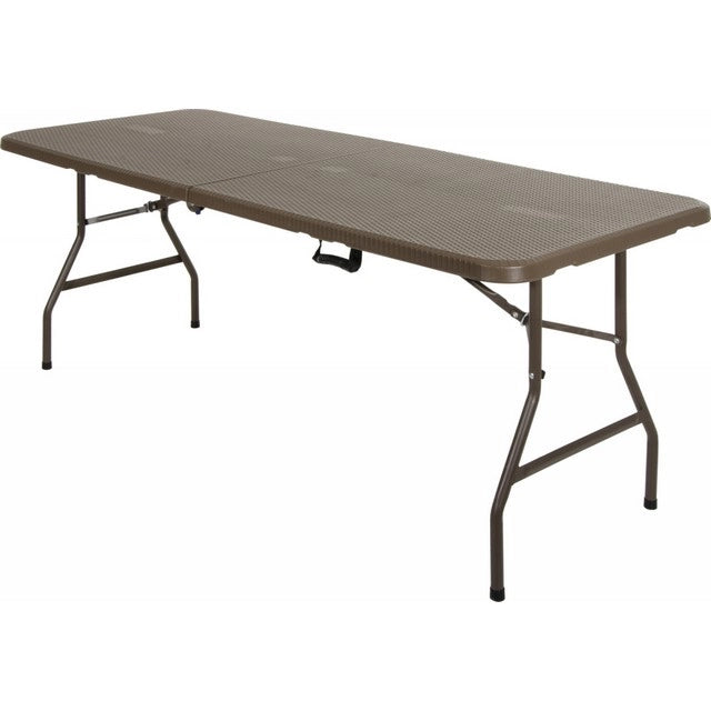 Marvin Tavolo pieghevole rettangolare per esterno, 180 cm, gambe in acciaio, portatile, richiudibile in valigetta c Moka