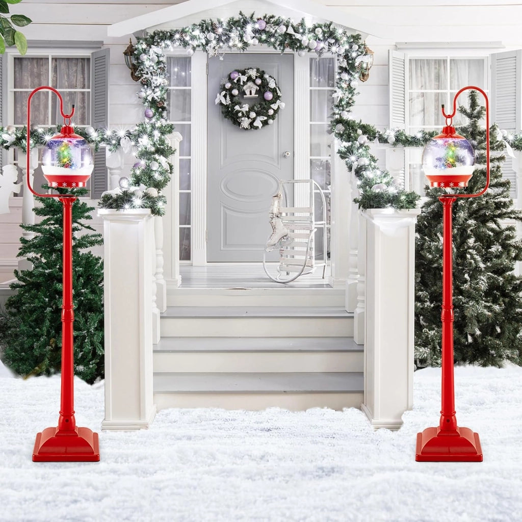 150 CM Lampione Natalizio Musicale, Lampada Festiva con Lanterna a Globo di Neve Attivata dal Suono, Albero di Natale, Babbo Natale, Soldato e Scatole Regalo (Modello 1)