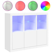 Credenze con Luci LED 3 pz | Madia | Buffet da pranzo | Armadio da pranzo Bianche in Legno Multistrato