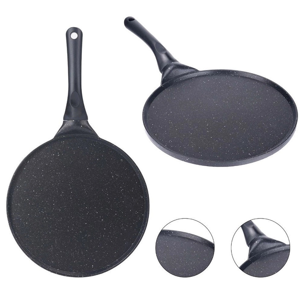 Trade Shop - Padella Antiaderente Piastra Liscia Tonda Per Crepes Nera Accessori Per Cucinare 624388 -