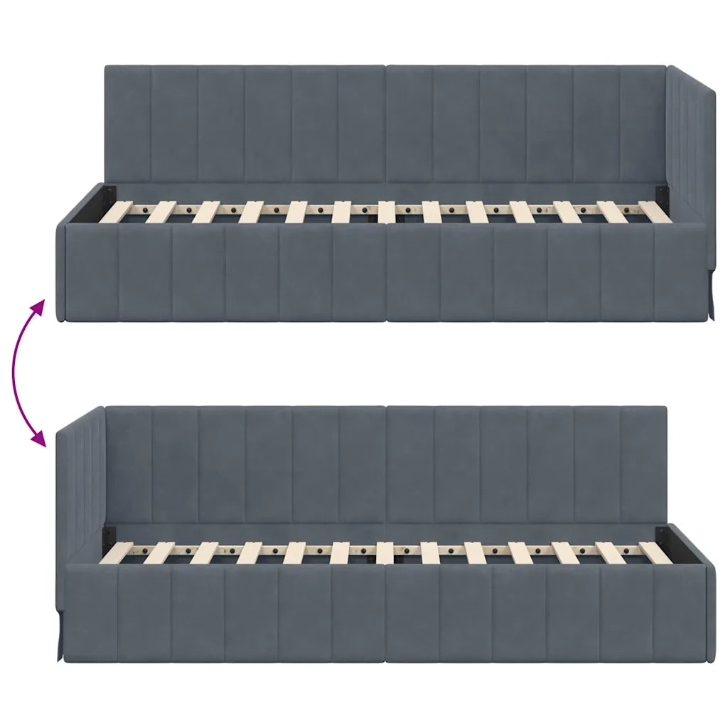 vidaXL Cornice del letto ad angolo Grigio scuro 80 x 200 cm Velluto